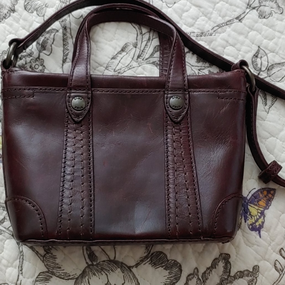 Frye mini Satchel crossbody burgundy leather